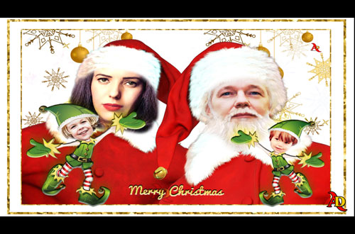 Noël Mr et Mme Assange et leurs enfants