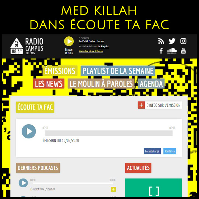 Med Killah est l'invité mystère de Daniel dans l'émission Ecoute ta Fac du 30/09/2020